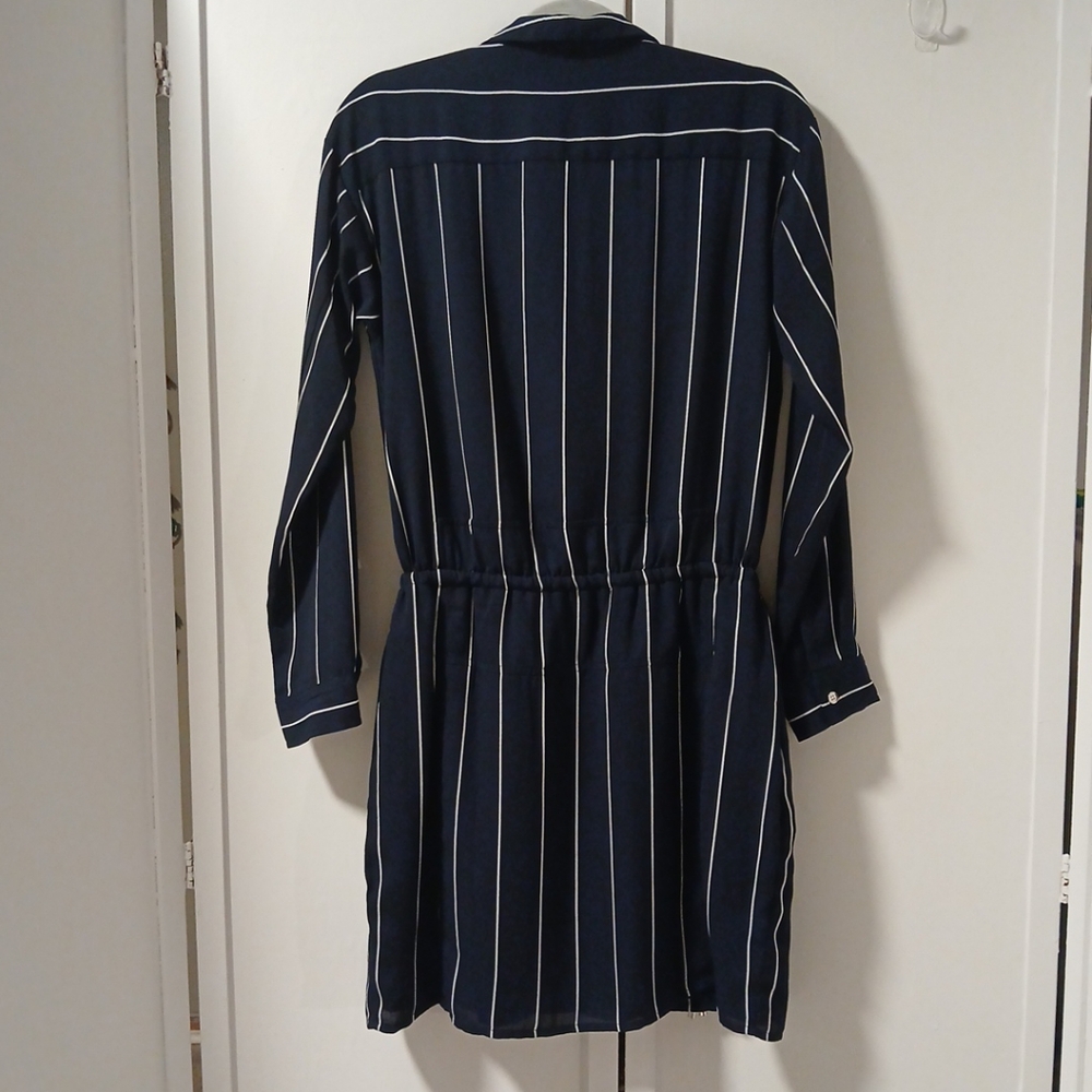 BANANA REPUBLIC Women's Sz 6  Blue Striped Long Sleeve Shirt Dress - Picture 3 of 12